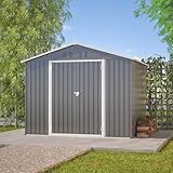 Massbinet 8x6FT Gerätehaus Gartenhaus Metall-Tool-Shed mit Klapptür, Anthrazit-Farbe – Ideal...