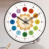 Kinder Wanduhr Ohne Tickgeräusche: 20cm Lernuhr für Mädchen und Jungen - Kinderzimmeruhr für...
