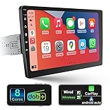 Android 1 DIN Wireless Carplay Android Autoradio Touch Display Eingebaut DAB+, 10,1 Zoll HD...