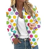 Sportjacke für Damen, Herbstjacke, Mantel mit Reißverschluss, Grafik, Langarm, Blumendruck,...