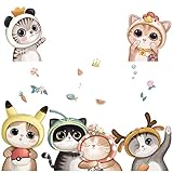 GIVBRO Wandaufkleber mit Katzen-Motiv, abnehmbar, für Kinderzimmer, Wohnzimmer, Schlafzimmer,...
