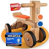 LOOPILOO Kinder Laufrad ab 1 Jahr bis 15kg [Farbe Orange] [Spielzeug aus FSC® Holz] [Indoor &...
