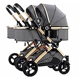 HAQMG Kinderwagen Zwillinge für Neugeborenen, Kinder Buggy Doppelter Kinderwagen Können Sitzen...