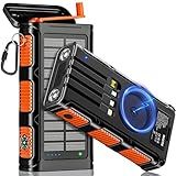 WASTDE Wireless Solar Powerbank 26800 mAh mit Handkurbel und 4 Kabeln, Solarladegerät Powerbank...