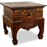 livasia Opiumtisch mit Schublade – 40x40x40cm – Handgeschnitzter Beistelltisch Holz aus Bali,...