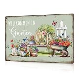 Putuo Decor 1 Stück Garten Metall Blechschild Blumen Vintage Plakette Poster Wandkunst Dekor für...