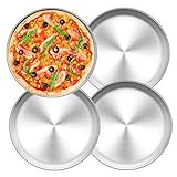 TEAMFAR Pizzablech 4er-Set, Edelstahl Rund Pizzaform Pizza Backblech zum Backen im Ofen, ∅ 26 cm,...