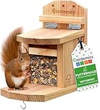 Gardemics Eichhörnchen Futterhaus wetterfest - Stabiles Eichhörnchen Haus aus verschraubtem Holz...