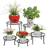 5-in-1 Set Metall Blumenständer Schwarz Wohnzimmer, Blumenhocker Garten für Innen Außen,...