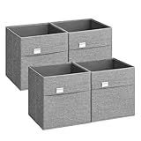 SONGMICS Aufbewahrungsbox, 4er Set, waschbar Ordnungsboxen, 30 x 30 x 30 cm, 2 Griffe, faltbar,...