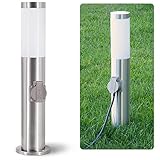 linovum BOSEA-S Außenleuchte mit Steckdose & E27 Sockel - Energiesäule 50cm Edelstahl...