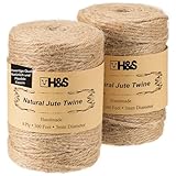 H&S 2x Juteband 183m Schnur - 2er Set Jute Garn - 3mm starkes Kordelband - Juteschnur Paketschnur...