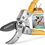 GRÜNTEK Amboss Gartenschere BUSSARD, 200 mm, Teflon-Beschichtete 50 mm SK5 Klinge, sehr...
