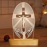 3D-Illusionslampe Jesus Cross Night Night, USB Power Warm Colors Nachttischlampe für Home Room...