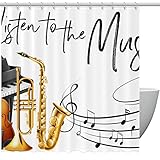 Listen to The Music Piano Violine Saxophon Duschvorhang für Badezimmer, 152,4 x 182,9 cm, 167,6 x...