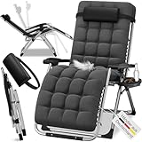 ELONEO Liegestuhl klappbar inkl. Premium Polster, Sonnenliege wetterfest mit 200 kg Belastbarkeit,...