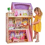 KidKraft Puppenhaus Kayla aus Holz mit Möbeln und Zubehör, Spielset mit 3 Spielebenen für 30 cm...