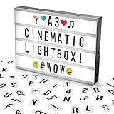 Cosi Home A3 LED Lightbox mit Buchstaben - Cinema Lightbox mit Emojis, 120 Buchstaben & Symbolen -...