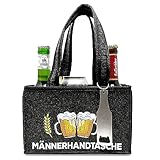 Witzige Männerhandtasche mit Flaschenöffner | Tragetasche aus Hochwertigem Filz für 6...