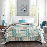 WOLTU Tagesdecke 150x200 cm Bettüberwurf, Karo Steppmuster Patchwork Steppdecke, Bedspread...