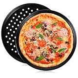 VERDANVERSE 2 Stück Pizzablech aus Kohlenstoffstahl Rundes Backblech mit Löchern Antihaft...