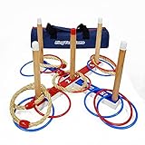 Wurfspiele Ring Toss Game Wooden Quoits Throwing Tossing Game Set with Carry Bag（5 pcs Rope Rings...