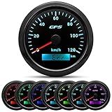 85MM GPS Geschwindigkeitsmesser 0-120km/h, 7 Farben Hintergrundbeleuchtung Kilometerzähler...
