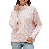 Damen-Pullover mit Stehkragen, Strickpullover, grobes Herz, Rollkragen, lockere Passform,...