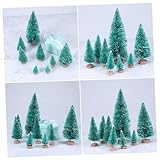 WEKADRIN 24 Stück Teiliges Miniatur Weihnachtsbaum Blau Grün mit Holzsockel Kreative Tischdeko...