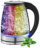 Glas Wasserkocher 1,8 Liter | 2200 Watt | Edelstahl mit Temperaturwahl | Teekocher | 100% BPA FREI |...