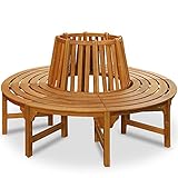 Casaria® Baumbank Sitzbank Wetterfest Holz FSC®-Zertifiziert 320kg Belastbarkeit Rückenlehne...