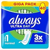 Always Ultra Day Damenbinden Normal (Größe 1) 40 Stück, Super Saugfähig Und Ultra Dünn, Für...