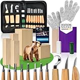 PUREWERK® Holzschnitzset für Erwachsene - 22-teiliges Schnitzwerkzeug-Set mit 11 Schnitzmessern, 5...