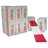 1 Rolle 500 Meter Absperrband Warnband Flatterband 500m lang 80mm breit rot/weiß doppelseitig...