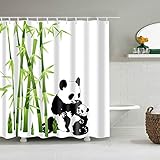 YTITILUCK Tier-Duschvorhang Panda mit Baby-Panda, der Bambus isst, Badezimmervorhänge,...