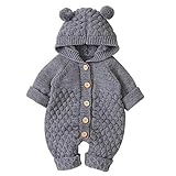 Haokaini Neugeborenes Baby Ohr Kapuze Gestrickte Strampler Overall Winter wärmer Schneeanzug für...