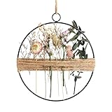 Trockenblumen Kranz 25cm Blumenkranz Deko,Hängende Boho Türkranz Blumenkranz Metallring mit...