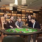 Pokertisch, Profi Casino Pokertisch mit Edelstahl Getränkehaltern & Armauflagen, 120 x 120 cm...