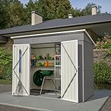 Gegtuon Metall Gerätehaus 229x111x182 cm, Geräteschuppen Gartenhaus mit Satteldach, Gartenschrank...