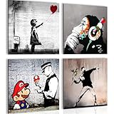 Novart Bilder - KEIN EXTRA RAHMEN BENÖTIGT - Wohnzimmer Schlafzimmer Flur - Bilder Modern Banksy...