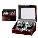 CWZZWS Luxus Holzautomatik Uhr Wickler Box für 4+6, stumme elektrische rotierende antimagnetische...