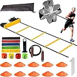 ZTWLEED Fussball Trainingszubehör Fußball Trainingsset,6 Meter Koordinationsleiter 10 Pcs...