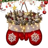 Große Handschuhe Weihnachtskranz Mit Beleuchtung, 30x40cm Funkelnder Weihnachtshandschuh-, Mit...