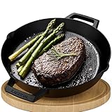 KAISERTAL Gusseisenpfanne 30cm – Steakpfanne & Gusspfanne für Induktion, Gasgrill & Grill –...