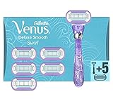 Gillette Venus Deluxe Smooth Swirl Rasierer Damen, Damenrasierer + 6 Rasierklingen mit 5-fach...