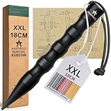 AMATHINGS Survival Kubotan 18 cm XXL in Schwarz mit Kompass Selbstverteidigung Tactical Pen,...