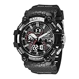 HFWXYSA Analoge digitale Sportuhr für Herren, multifunktional, Militär, 50 m, wasserdicht, Alarm,...