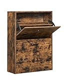 VASAGLE Schuhschrank mit 2 Klappen, Schuhkipper, Trennwände verstellbar und abnehmbar, für 12 Paar...