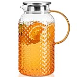 PARACITY Karaffe 1.9 Liter, Wasserkaraffe mit Squama-Design, Glaskaraffe mit Deckel, Design mit...