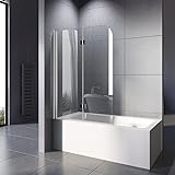WOWINNE Duschwand für Badewanne 100x140cm Badewannenaufsatz Duschwand 2-teilig Faltbar...